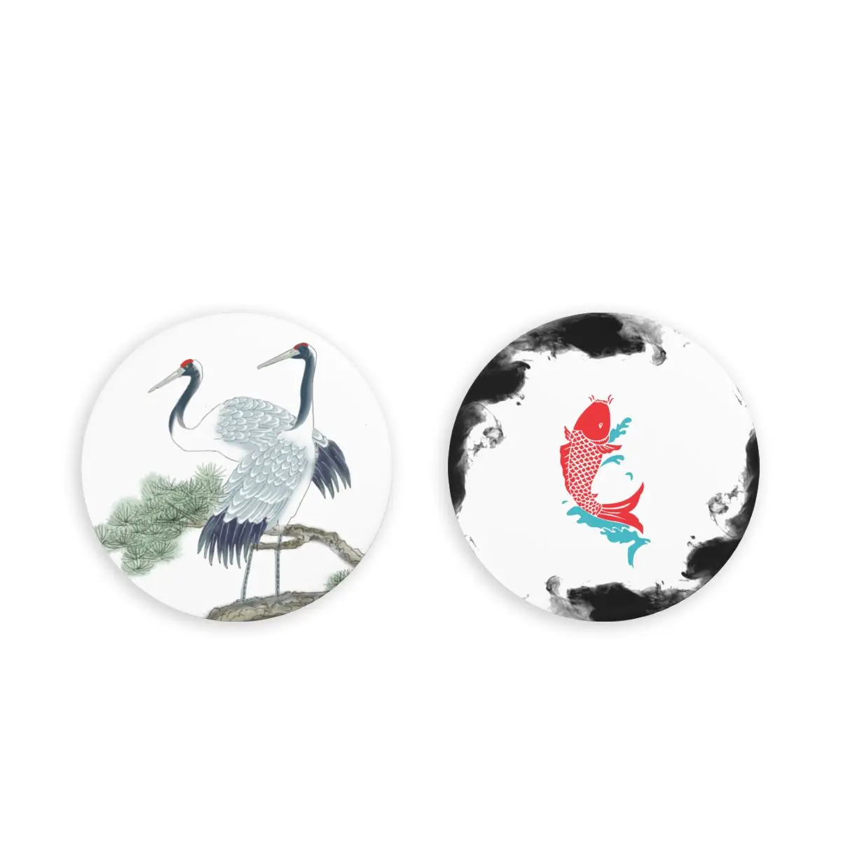 

Automatic Beer Push Down Wine Soda Cap Opener Refrigerator Magnet Chinese Tradition Red-crowned crane &Fish Style fridge magnets