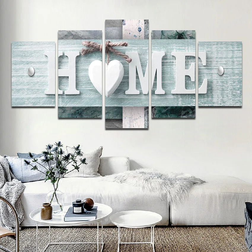 

5 Pieces Module Picture Letter Home Series Poster Create Warm Home Canvas Painting for Living Room Home Cuadros Decoration