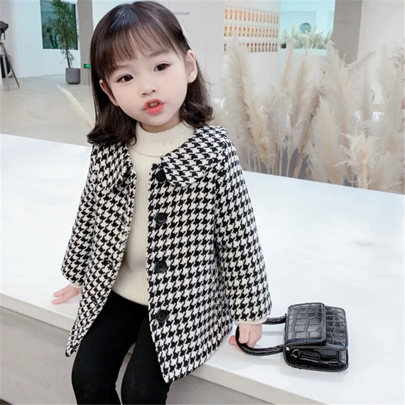 

2-6 Years Spring Autumn Girls Fashion Long Plaid Coat Baby Kids Children Jacket Outerwear