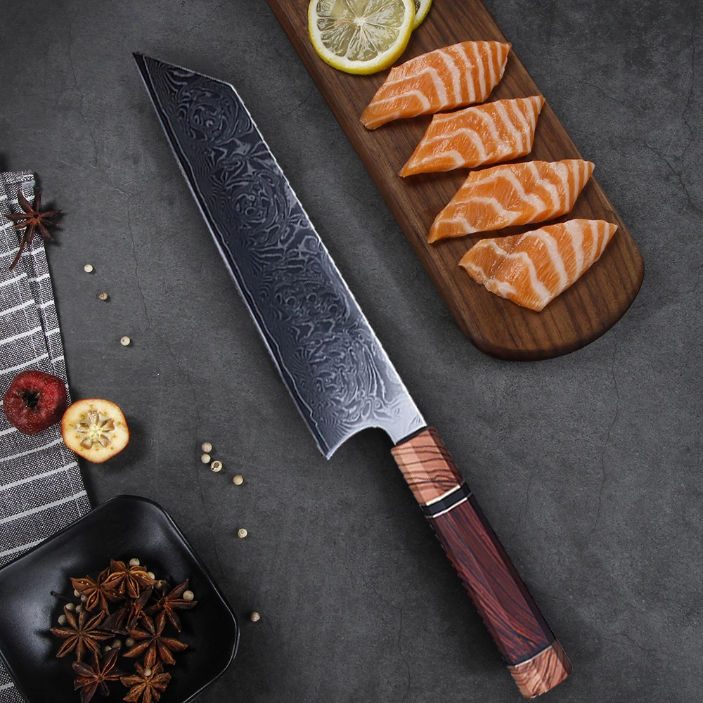 

japonais damas 67 couches VG10 couteau de Chef Santoku couperet chinois octogonal manche en bois couperet