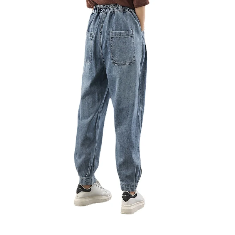 

Retro Baggy Jeans Women Ankle Banded Denim Trousers Women Autumn Pleated Casual High Waist Wide Leg Straight Pants Jeans Woman