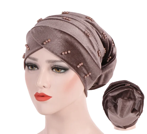 

Pearl Velvet inner hijab caps muslim headdress women turban femme musulman soft solid color turbante ready to wear hijab bonnet