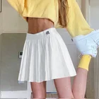Юбка женская плиссированная с вышивкой, короткая мини-юбка для тенниса, школьная эстетичная юбка для девушек, одежда для женщин, белая, Y2K, 2020