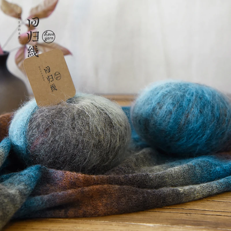 Бесплатная доставка 180 г (30 * 6 шт.) мохеровая шерсть ручной работы с окрашенной