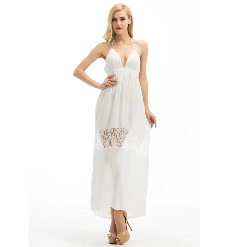 Пляжное платье макси с Горячая Для женщин сексуальное богемное кружевное