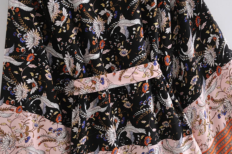 Женское богемное кимоно с цветочным принтом V образным вырезом и рукавами