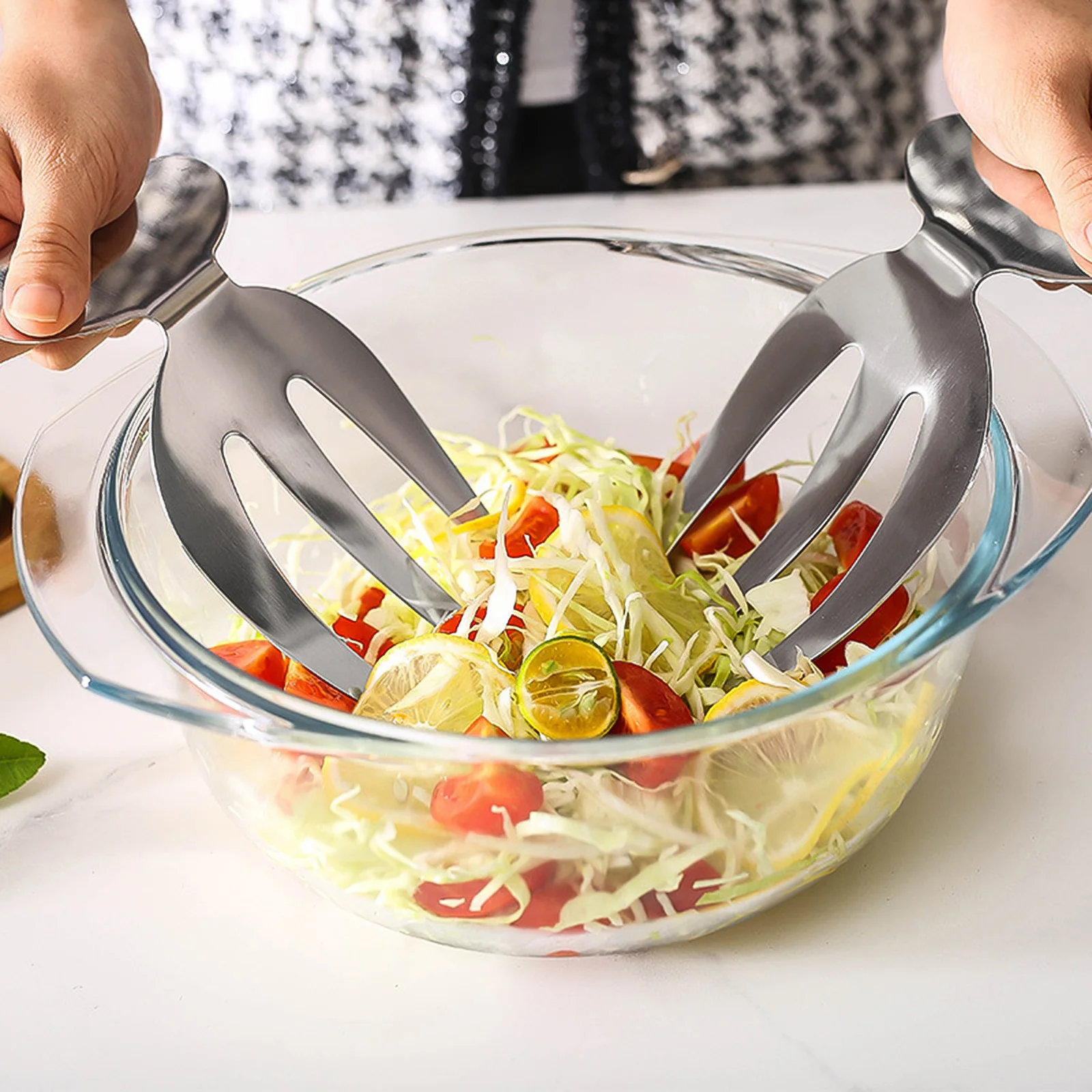 

2Pcs Stainless Steel Salad Fork Salad Mixing Fork Dinner Fork Kitchen Helper Kitchen Tableware For Salad Fruit Home Kitchen