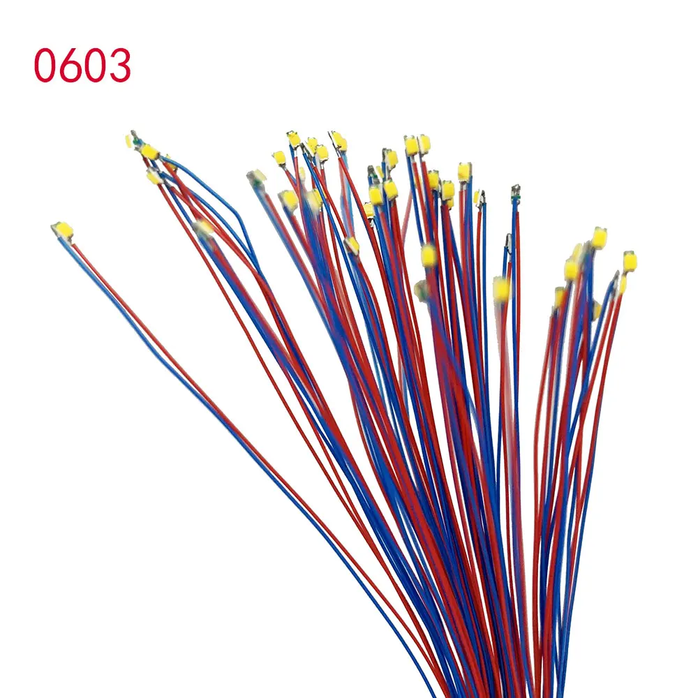 

Предварительно Проводные Светодиоды SMD #0603, 3 в, 6 цветов в наличии, соединительные провода 30 см, набор для хобби-моделей/Железнодорожная доро...