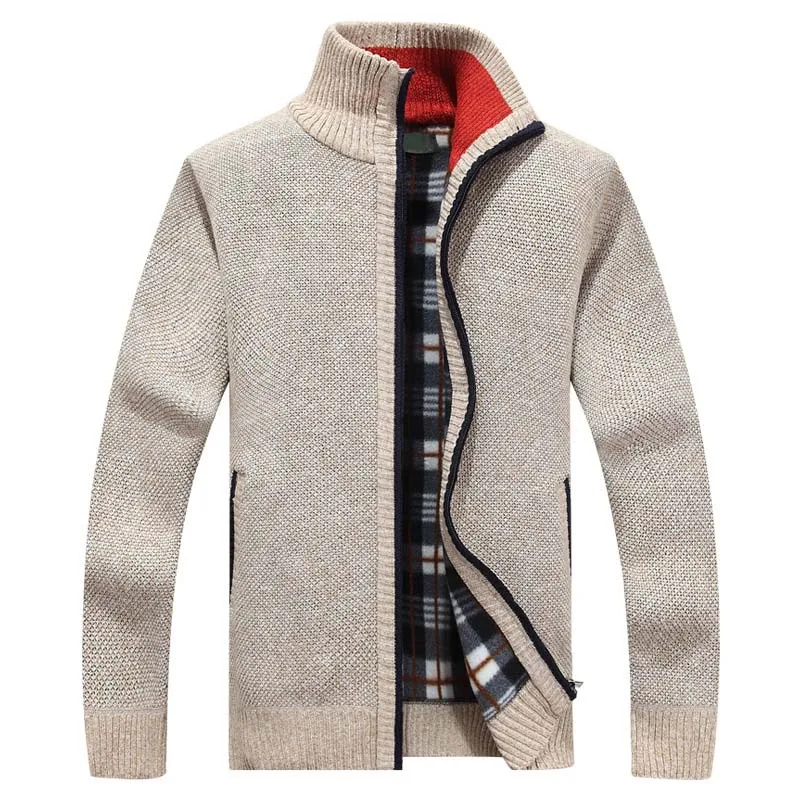 

New Men's Sweaters Autumn Winter Warm Cashmere Wool Zipper Cardigan Sweaters Man Casual Knitwear Sweatercoat male clothe