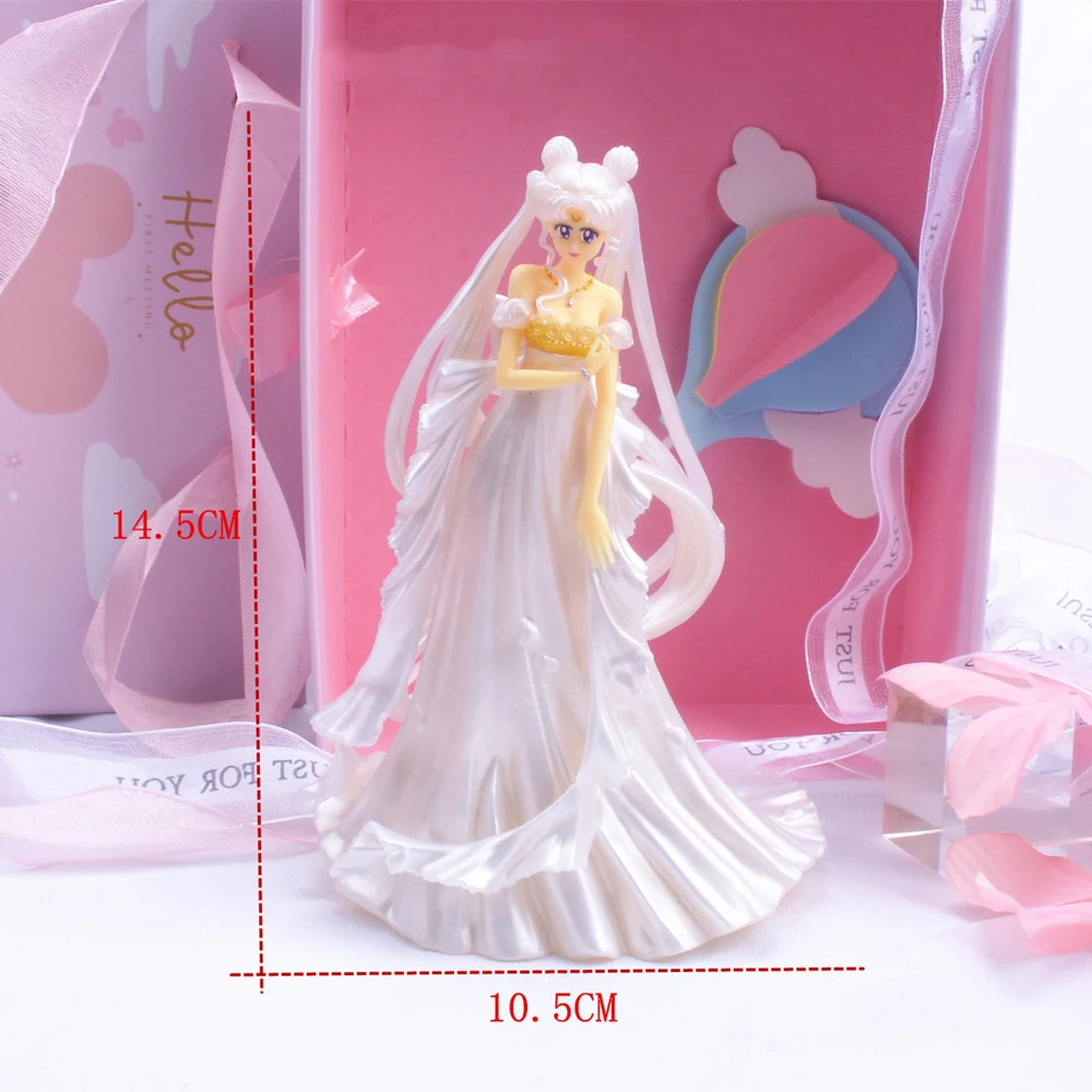 

Sailor Moon Figure Toys 14.5cm Tsukino Tsukino Pretty Guardian in Wedding Dress Serenity Anime Beauty Model Dolls Gift