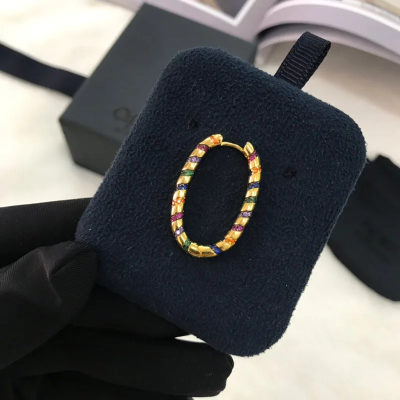 Модный шарм копия 1:1 желтый разноцветный обруч моно серьги с полосками женские