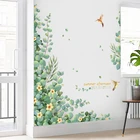 Наклейки на стену в виде зеленых листьев для гостиной, спальни, фона на стену, наклейки на стену, съемные виниловые настенные фрески из ПВХ, домашний декор