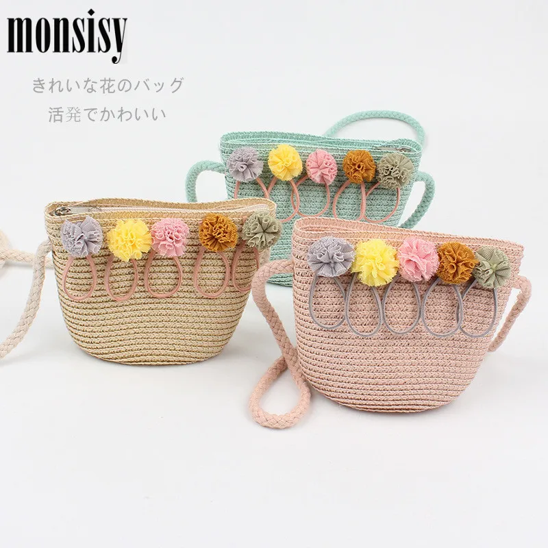 Сумка для девочек Monsisy летняя пляжная Плетеная соломенная сумка из ротанга