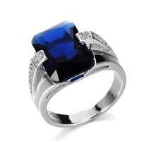 trendy bohemian geometric crystal inlaid ring mens ring austrian rhinestone inlaid fashion metal ring accessories party jewelry