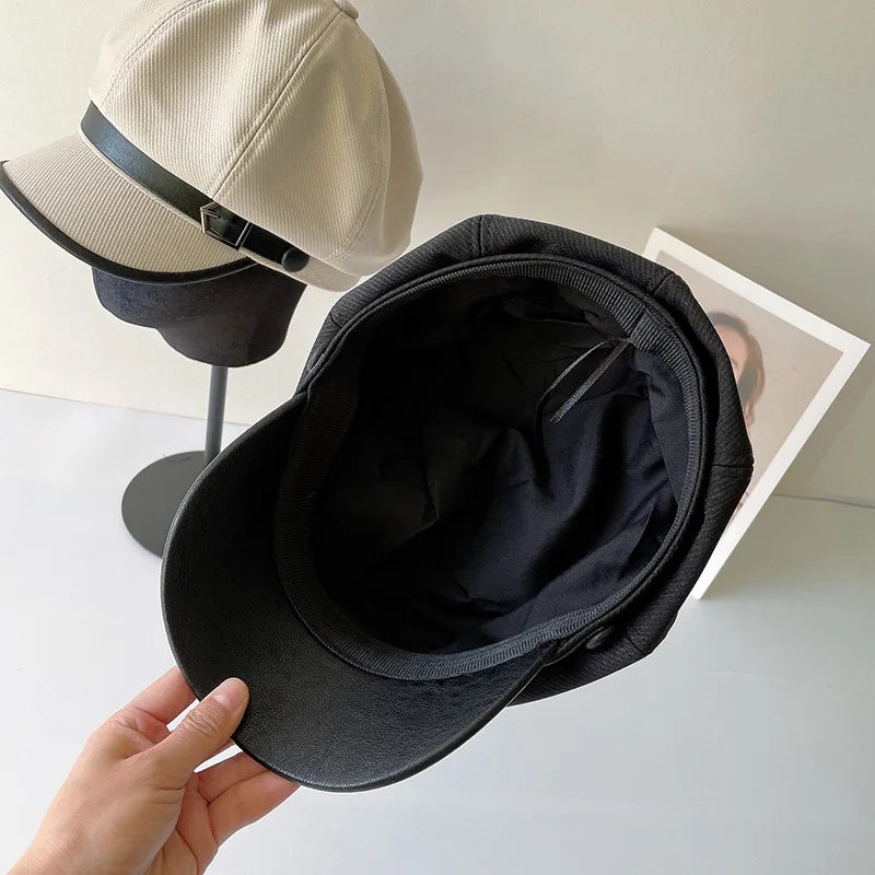 

Fibonacci Spring Summer Hats For Women Octagonal Cap Beret Retro French Artist Hat Painter Octagonal Hats Black Beige Casual Cap