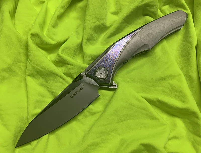 Damascus titanium LiBing оригина Raptor Флиппер складной нож для ежедневного использования, S90V лезвие titanium Ручка Открытый Отдых Фруктовый нож, инструмент для повседневного использования - Цвет: Damascus titanium