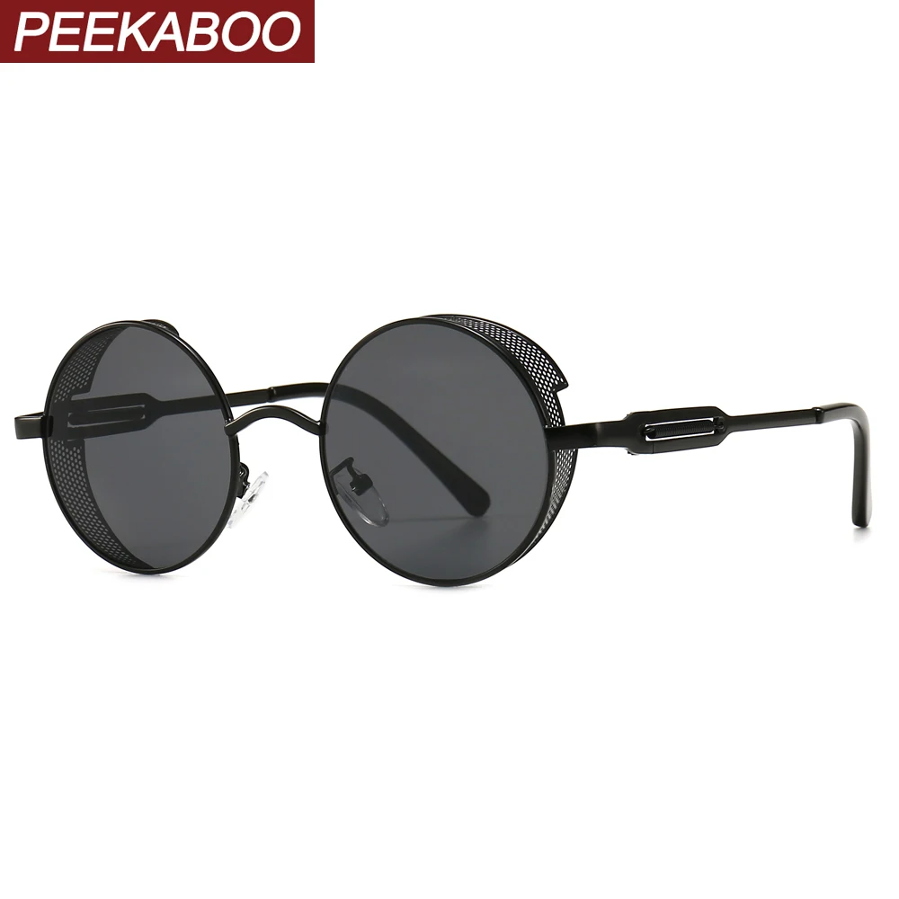 Мужские и женские ретро очки Peekaboo круглые солнцезащитные в металлической оправе