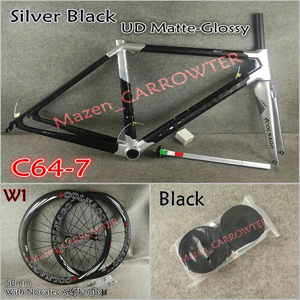 Package 1 T1100 UD серебристо-черные Colnago C64 карбоновые шоссейные рамы и 50 мм карбоновые колеса 23 мм ширина Novatec A271 ступицы EMS UPS XDB - Цвет: Package 1