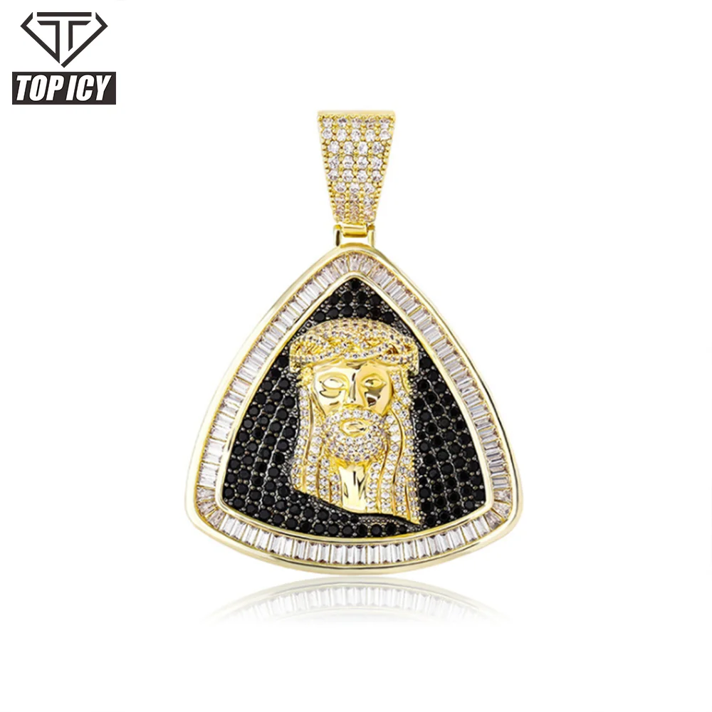 

Most Popular Iced Out AAA CZ Diamond 14K Real gold Plated Jesus Piece Head Face Pendant Hip Hop Men Pendant Necklace Jewelry
