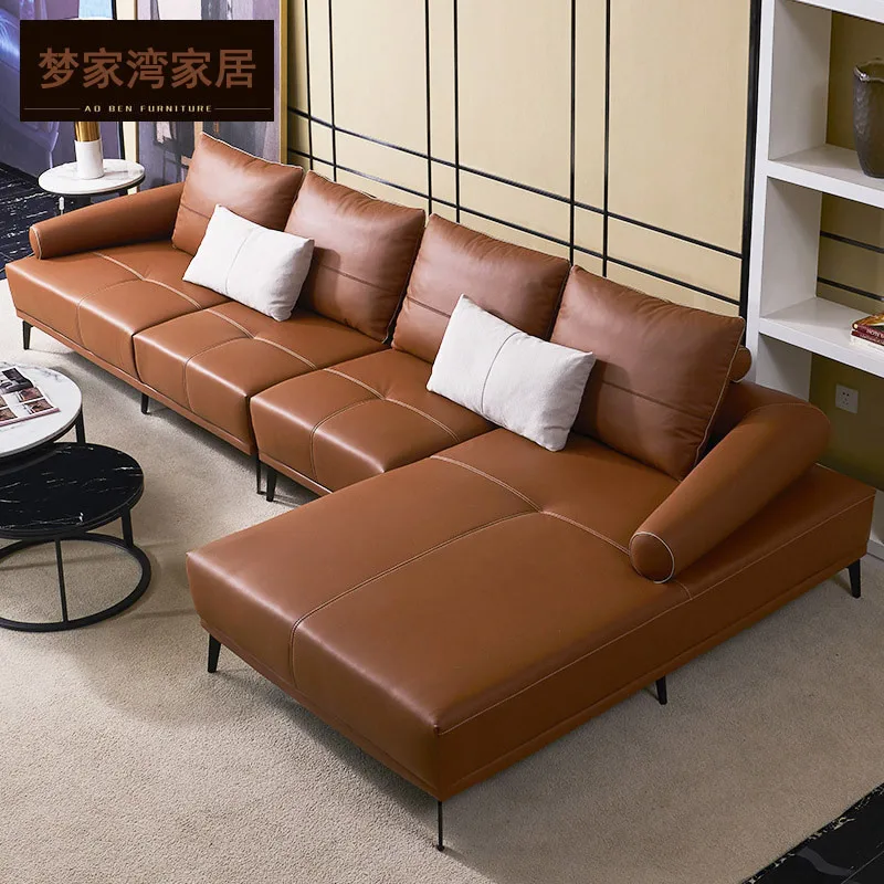 В итальянском стиле в минималистском из кожи наппа Комбинации диван натуральной