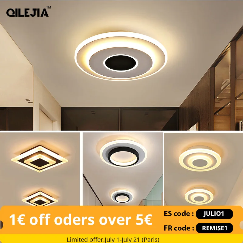 Современная потолочная светодиодная лампа блеск черно белая для коридора