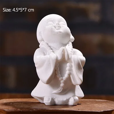 White Strongwell милая маленькая фигурка монаха из песчаника Очаровательная китайская статуэтка Будды Милая Статуэтка для домашнего декора креативный подарок - Цвет: White