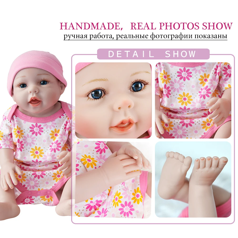 UCanaan/48 см Reborn Baby Doll Мягкие силиконовые детские куклы с голубыми глазами игрушки
