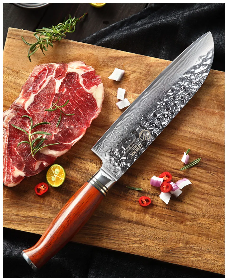 YARENH 7 inch Santoku нож шеф-повара японский VG10 филе нож Дамаск Сталь овощей Ножи лучшие sharp Professnal Кухня Ножи