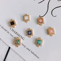 diy jewelry accessories square double hanging alloy inlaid zircon pendant jewelry accessories material