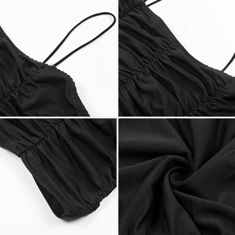 

2021 Summer Women Black Dresses Spring Solid Black Sexy Bodycon Spaghetti Strap Mini Short Tight Party Club Dress Women Female
