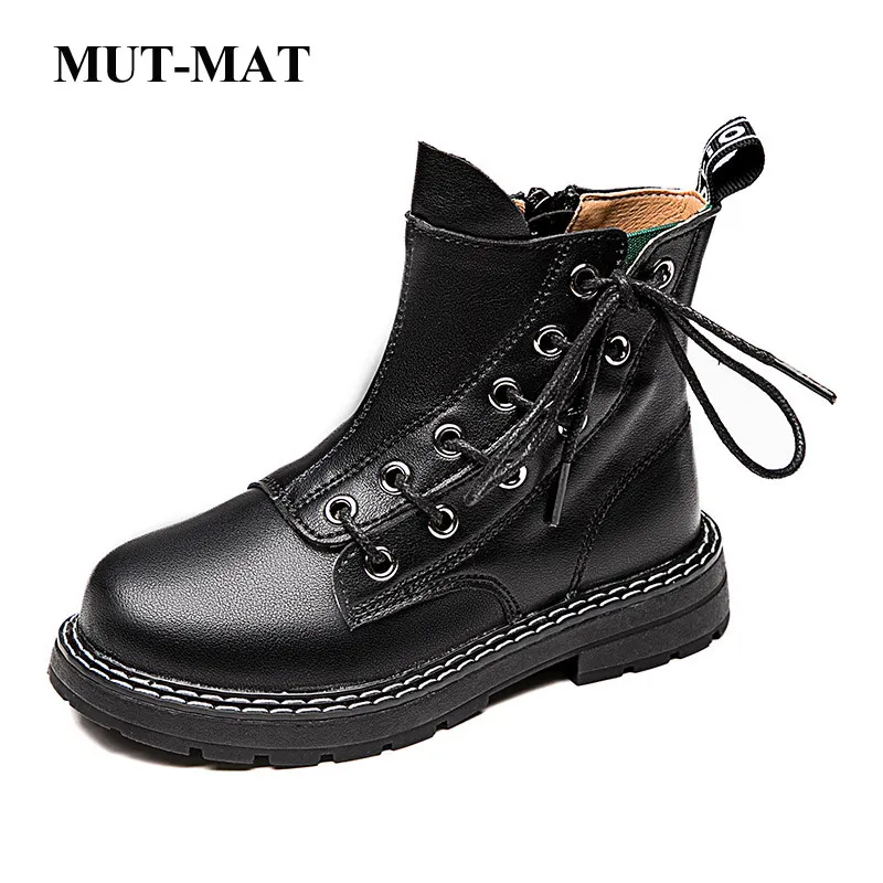 

Children shoes Geniune Leather Martin boots girls short boots British style 2020 autumn and winter new waterproof warm boots