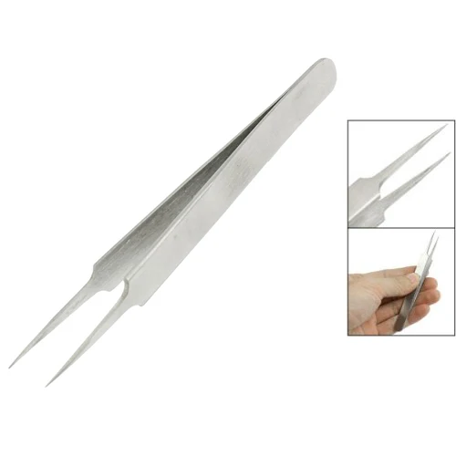 

Micro Pointy Tip Polished Stainless Steel Straight Tweezers 11cm