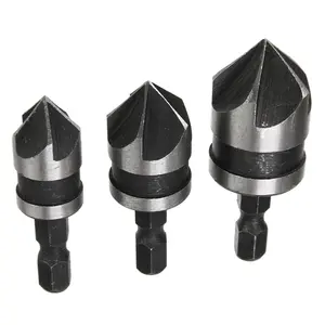 Набор сверл с зенкером Mayitr, 3 шт., 5 бороздок, 90 градусов, для снятия фаски, по дереву и металлу, 121619 мм