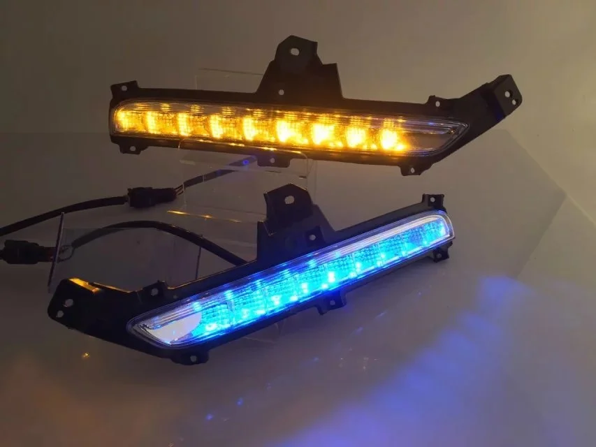 

Eosuns Led Drl Daytime Running Light + Yellow Turn Light + Blue Night Light for Kia K2 Rio 2015 2016