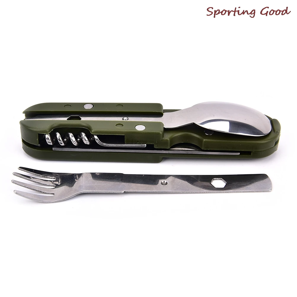 Складные портативные столовые приборы из нержавеющей стали для кемпинга пикника