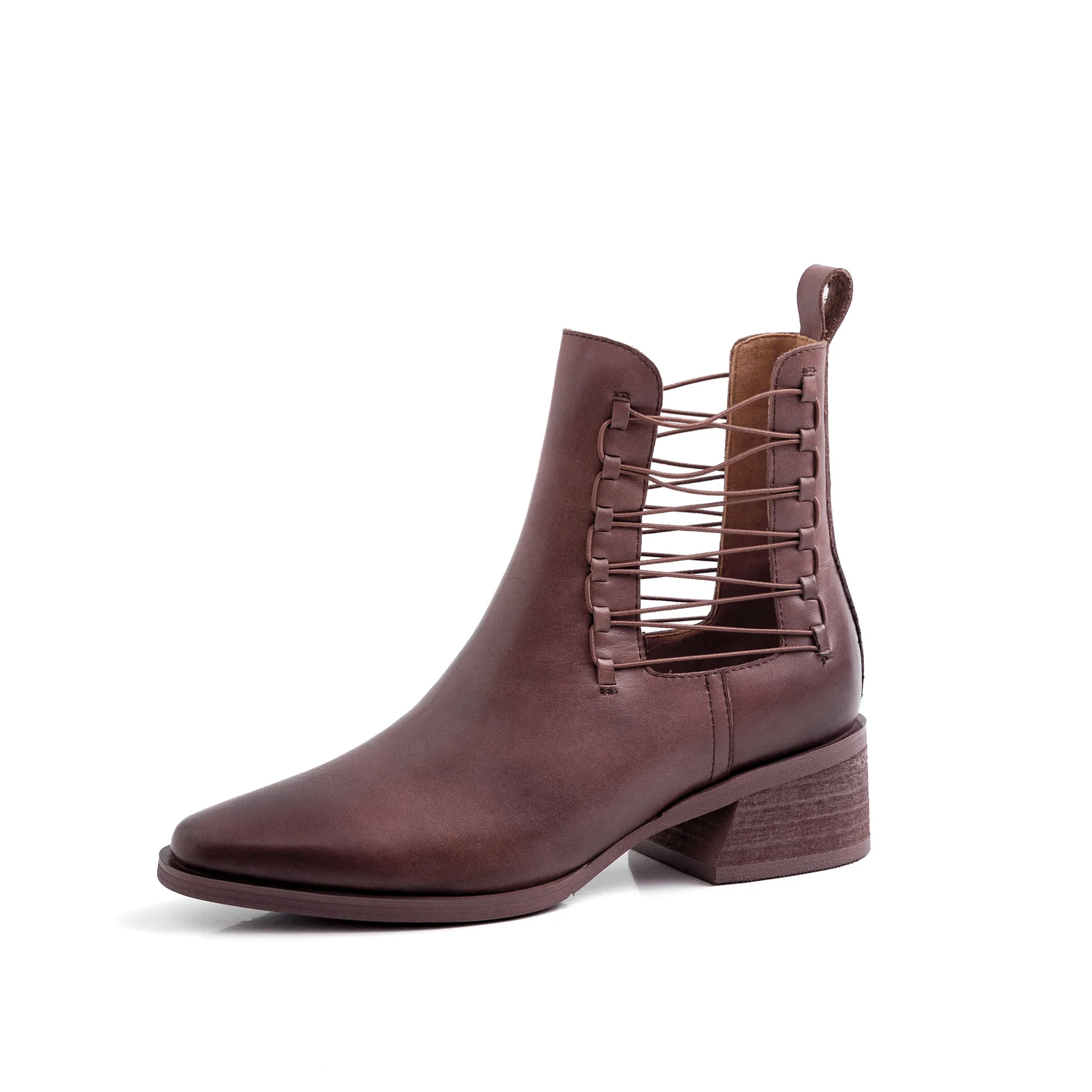 

Sharp Short Boots Woman Genuine Leather Low heel Color Chelsea Boots 2019 Season Boots Woman Boots
