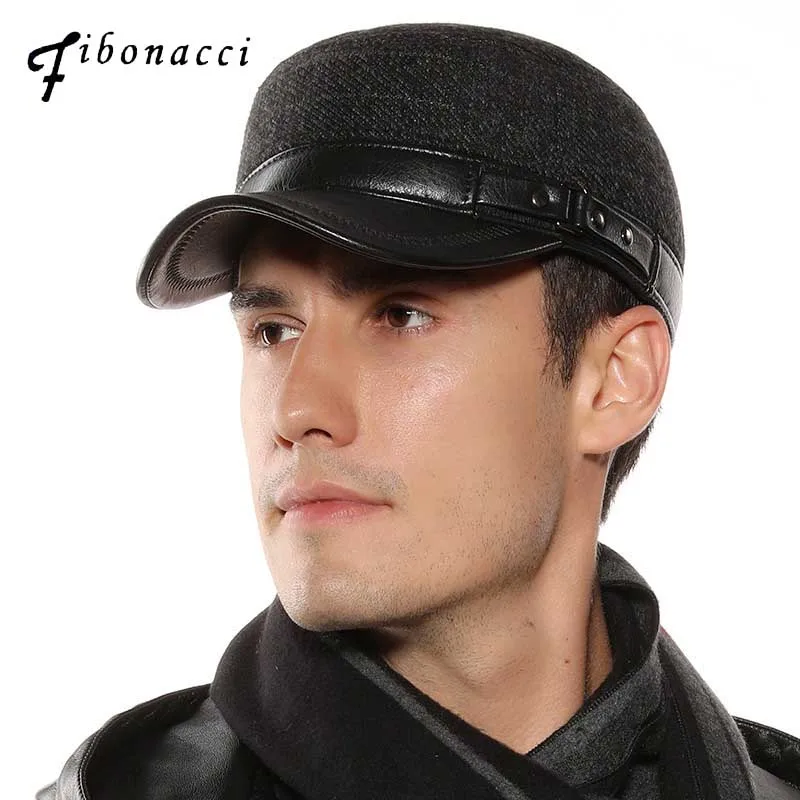 Осенне зимние вязаные военные шапки Fibonacci из искусственной кожи для мужчин