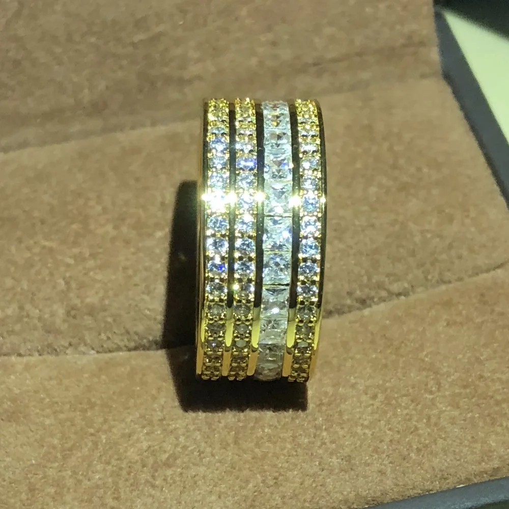 Женское золотое кольцо 14 карат свадебные кольца с вырезами принцессы цвет белый