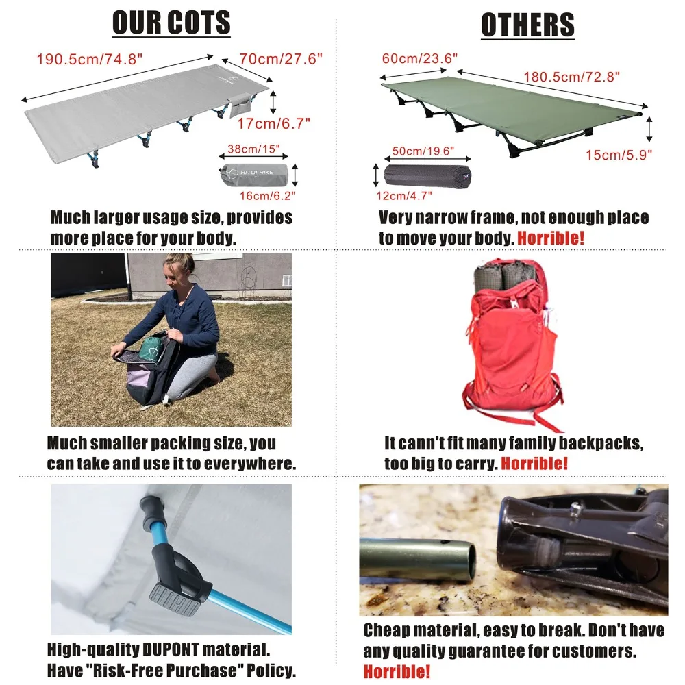 Ultralight Folding bed Camping Cot Bed Portable Compact for Outdoor Travel Base Camp Hiking Mountaineering Camping Cot Bed