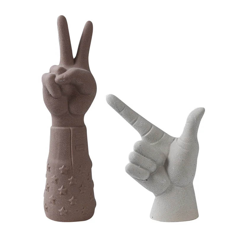 

Victory Gesture Statues Model Hand Display Desktop Counter Decoration Sign Pose Figurines Mordern Home Decoration Yes Pose