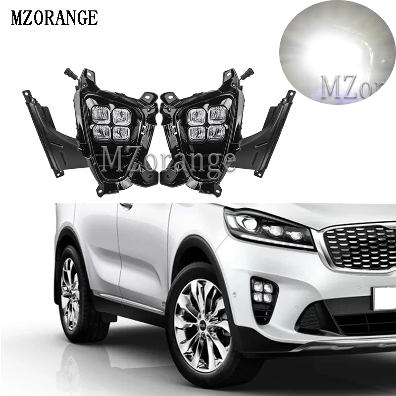 MZORANGE 1 пара для Kia Sorento Светодиодный дневной ходовой светильник DRL Передняя противотуманная фара 4 глаза режим вождения светильник с рамкой
