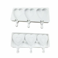 1pc diy homemade silicone ice pop mold 3 cavity heart cakesicle popsicle ice cream making mold silicone mould