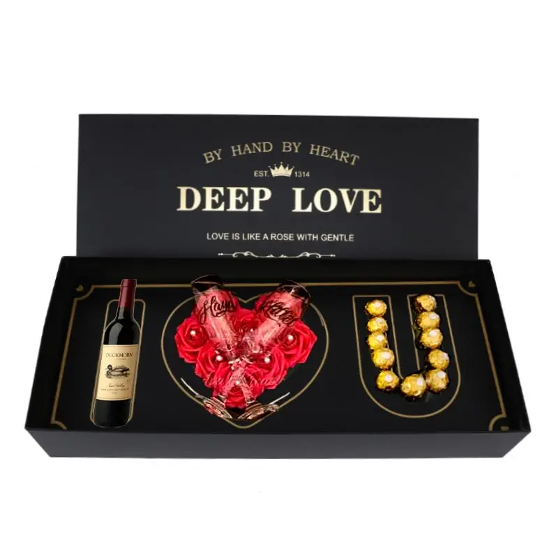 Gift Box Empty Flower Paper Wine Jewelry Chocolate Set Big Heart Rose Birthday Letter Shaped I Love You Custom Logo Luxury Lot