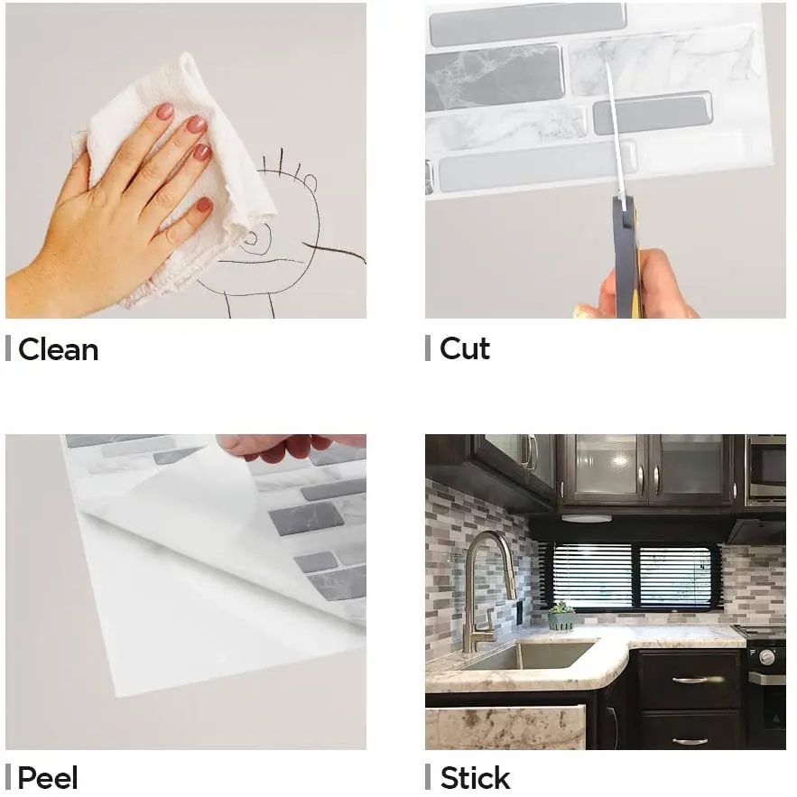 

Waterproof Self Adhesive 3D Mosaic Sticker, Wall Sticker, Siding & Stick, Vinyl Tile, Kitchen Backsplash