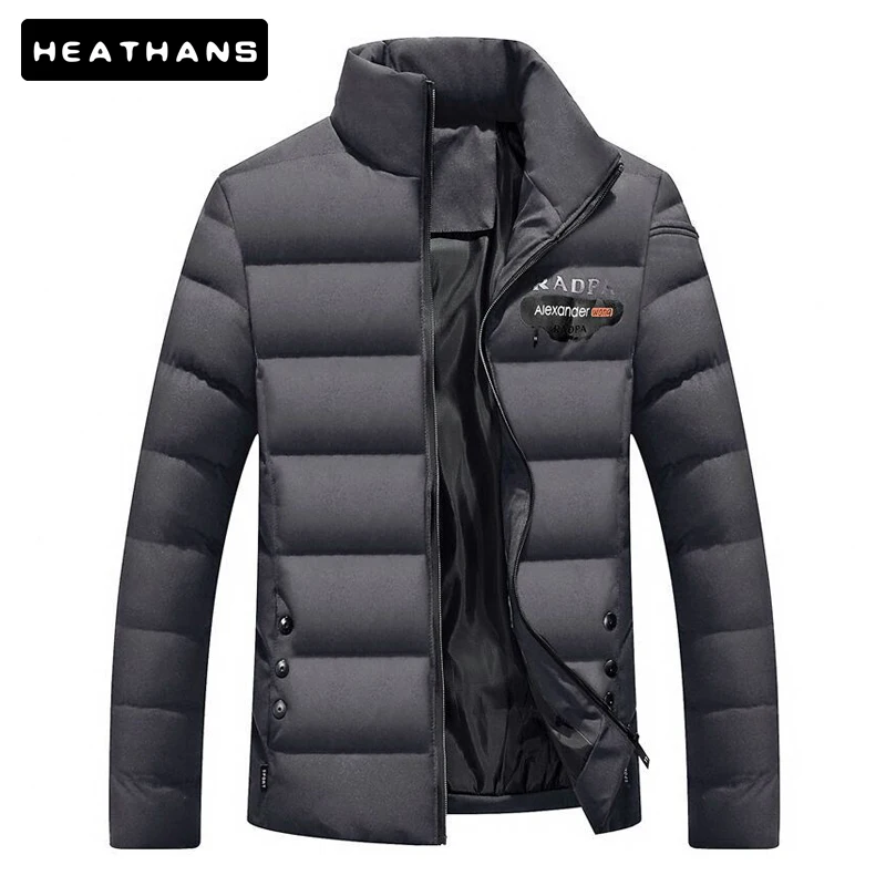 

Парка мужская зимняя, с воротником-стойкой, однотонная, теплая, 2021