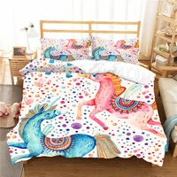 unicorn bedding set comforter coverlet bedroom clothes cartoon duvet cover with pillowcase king queen double size for kids