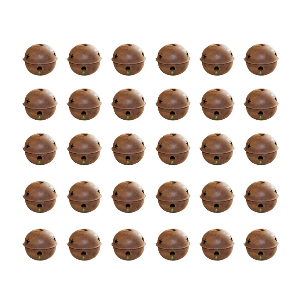 

100 Pcs 2.5CM Rust Christmas Iron Bells Pendant Accessories Pentagram Pattern Hanging Collar Decor Accessories Supplies for DIY