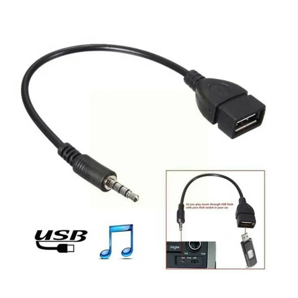 

Male Audio Aux Jack to Usb 2.0 Type a Female Otg Converter Car Audio Adapter Cable Accessories Car Aux Audio Auxiliary Adap F8Y6