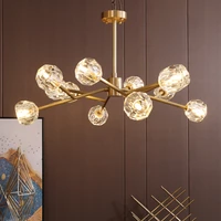 nordic luxury gold crystal led chandelier lighting american vintage dining room chandeliers lustre molecular home hanging lamps
