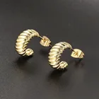 Серьги-круассаны C-образной формы для женщин, модные круглые серьги в форме Круассанов под золото, женские модные ювелирные украшения E473